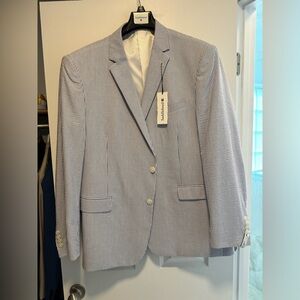Saddlebred NWT Men’s seersucker blue & white striped blazer